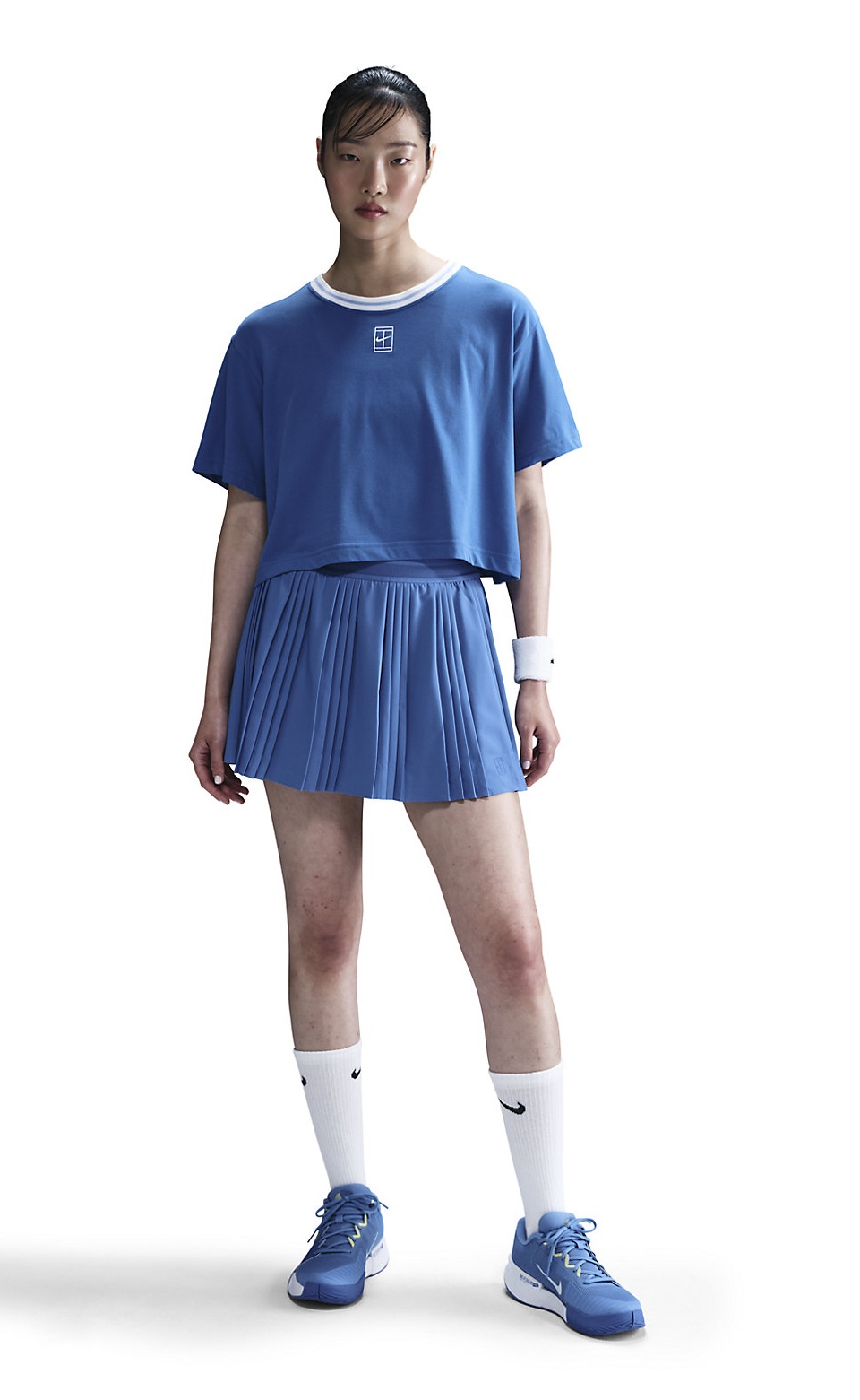 NIKE - Nike Heritage Dri-FIT Kısa Kollu Crop Mavi